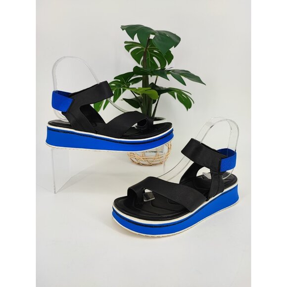 Franco Sarto Women's Elliot Black Leather Casual Strappy Sandals Size 7M US - Picture 2 of 8